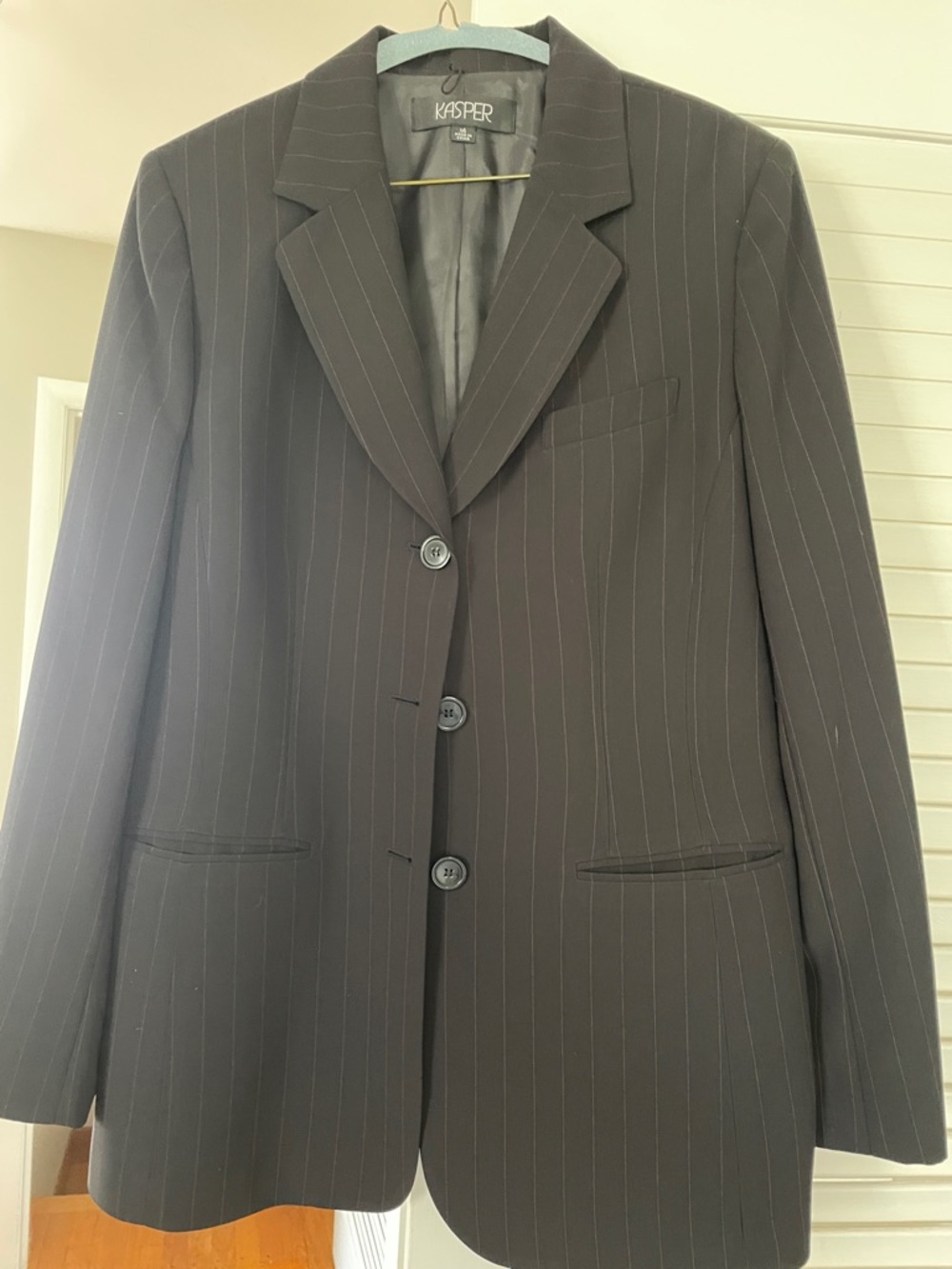 Kasper Black Pinstripe Suit Jacket